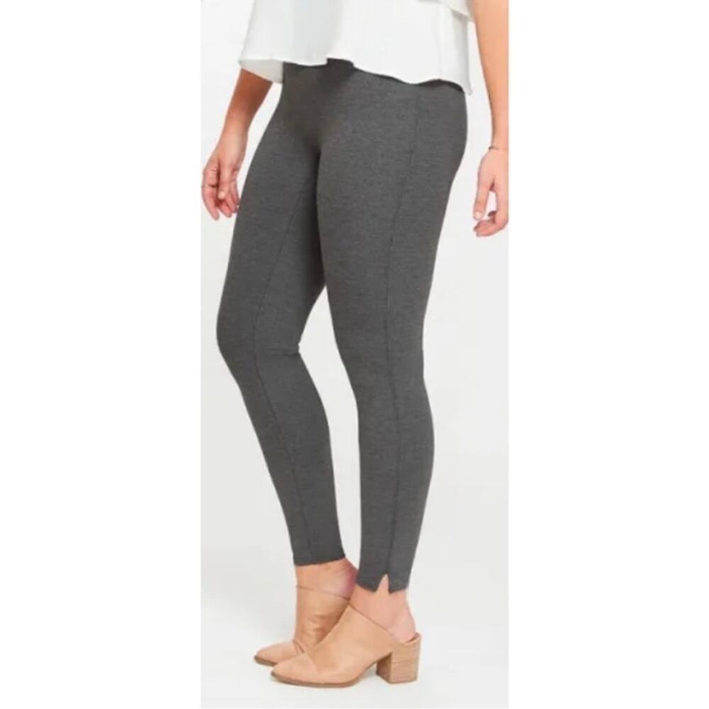 Spanx Ankle Length Ponte Hem Slit Leggings Charcoal Gray